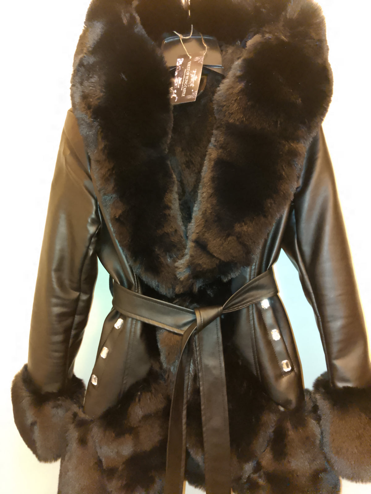 Black Ice Women's Plush Thick Faux Leather Coat