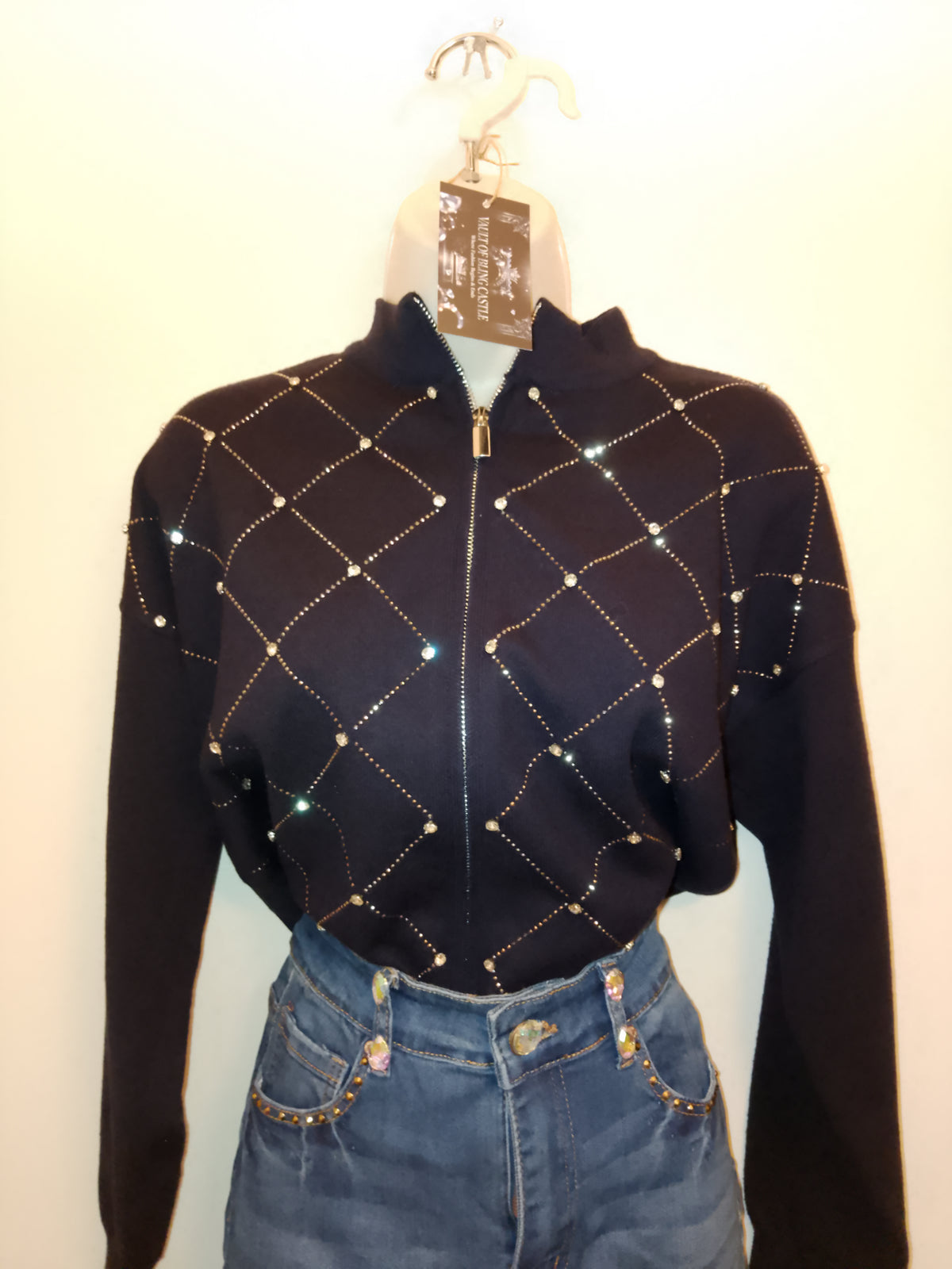 Gentle Beauty & Boundless Long Sleeve Navy Blue Knit Sweater