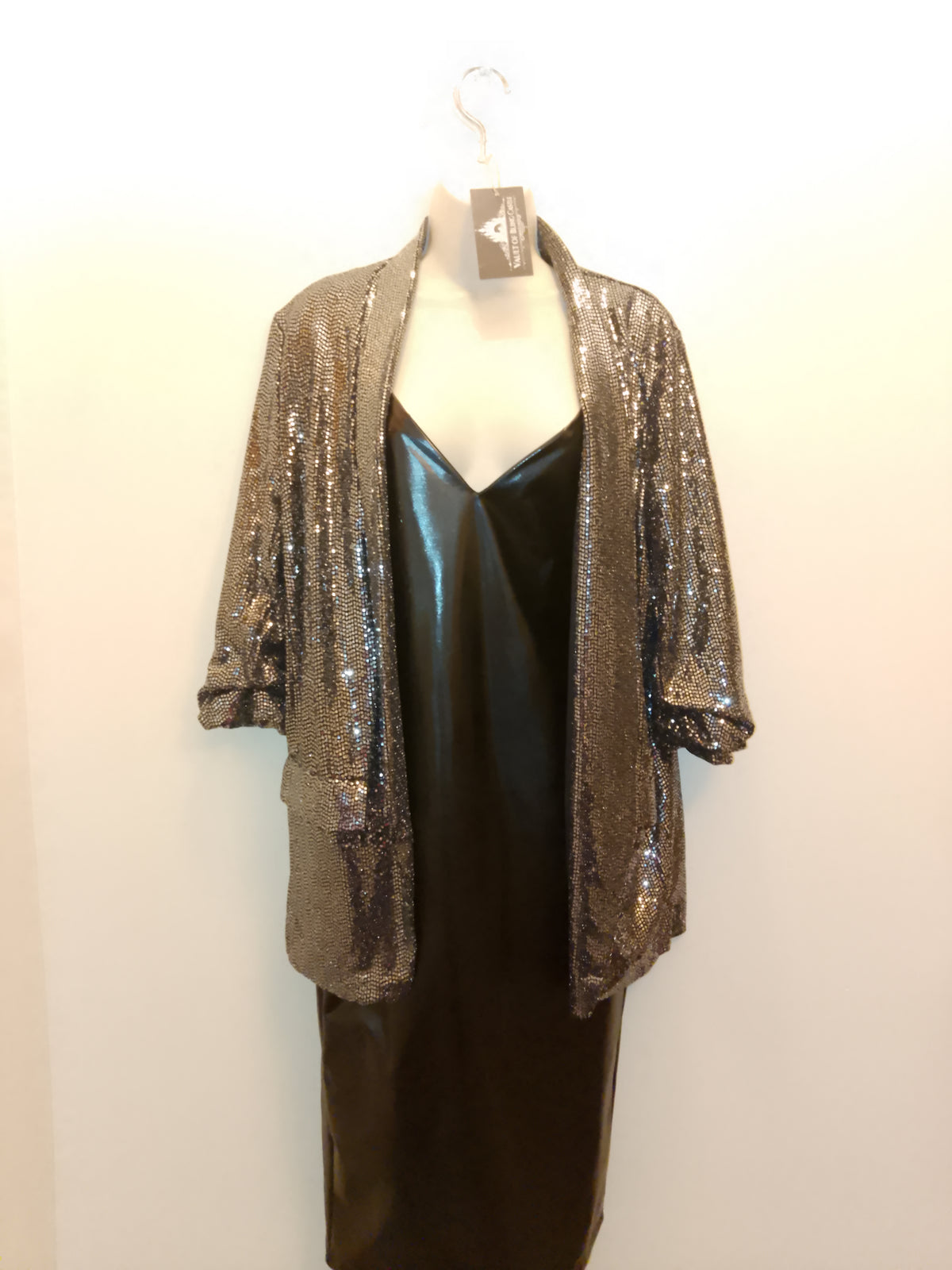 Soft Touch Wild Spirit Women's Faux Leather Pencil Dress & Sequin Blazer Set