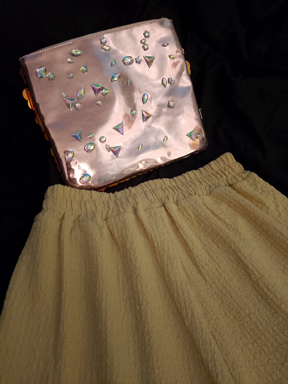 Waves & Metallic Fashion Women's Hologram Bags & Wide Leg Beach Slacks Sets