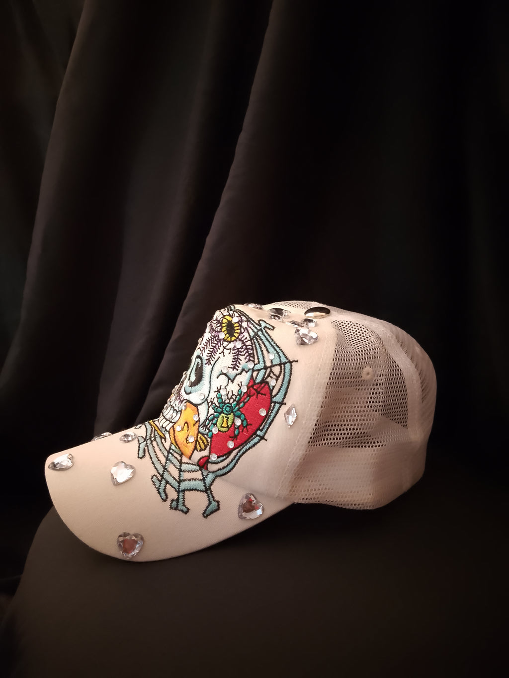 Skully Web Heart Women's Fashion Baseball Hat