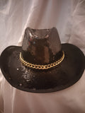 Golden Lasso Unisex Black Sequin Cowboy Hat  