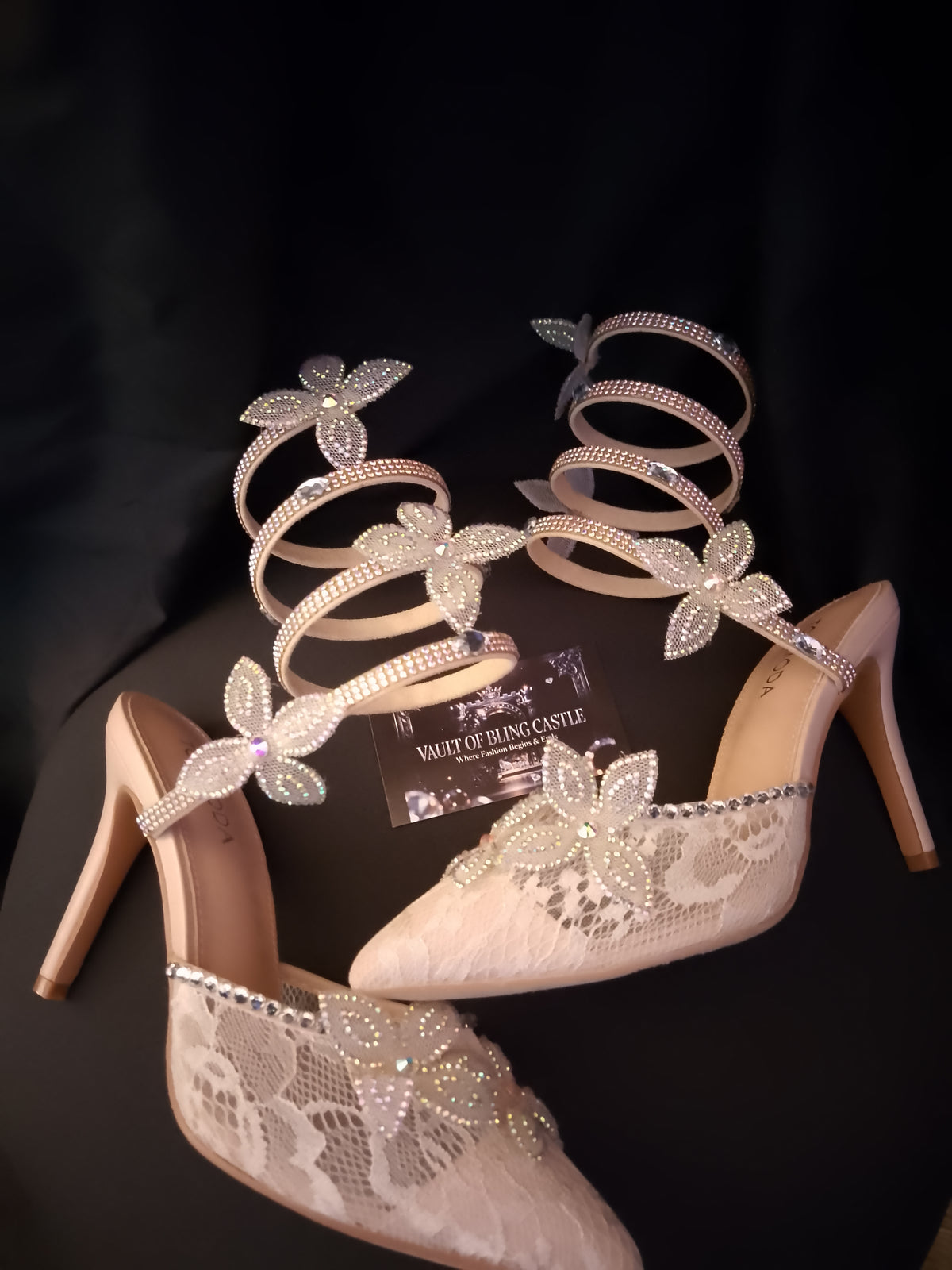 Harmony Flowers Women's Coil Strap Stiletto Heels