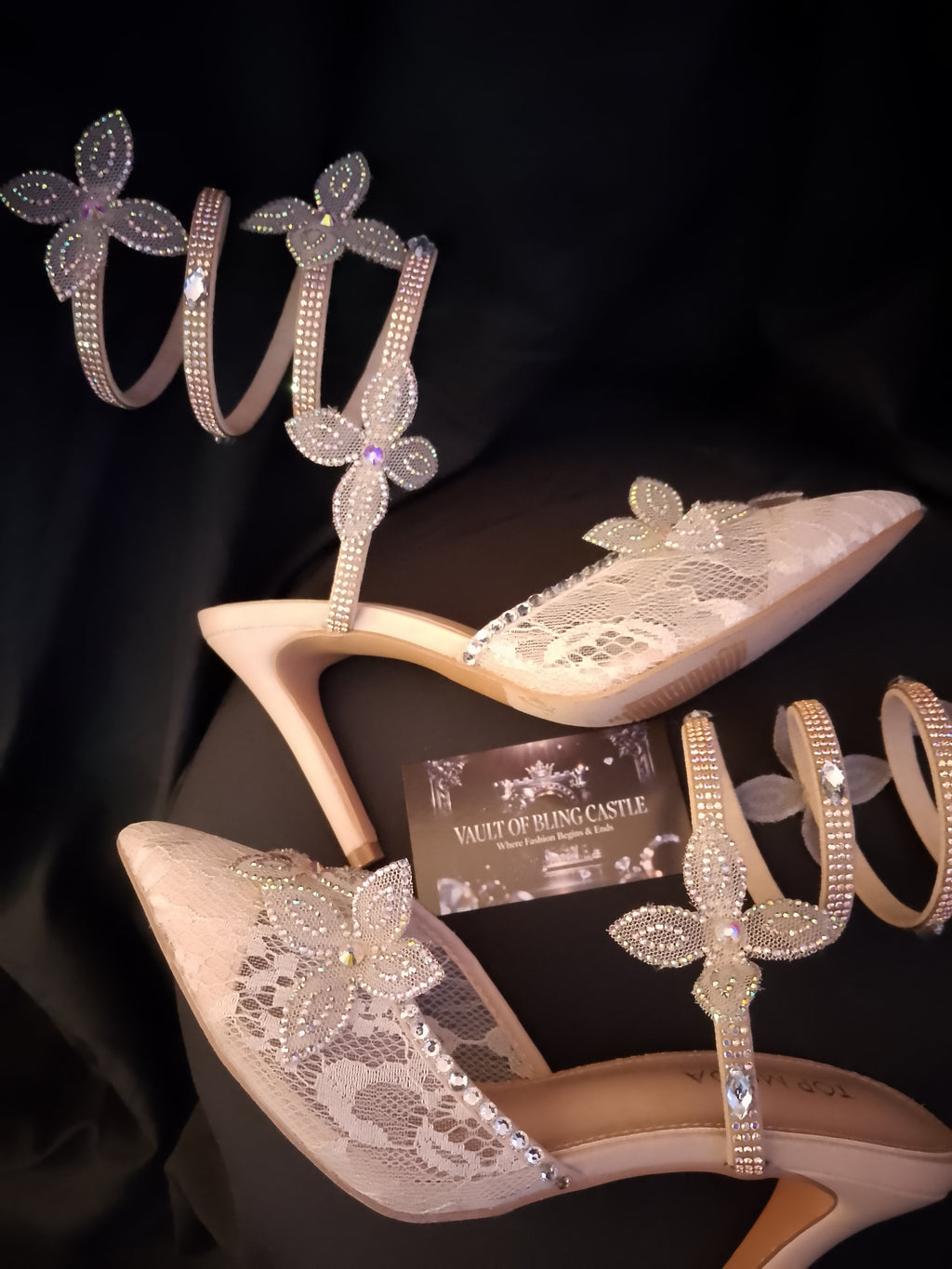 Harmony Flowers Women's Coil Strap Stiletto Heels