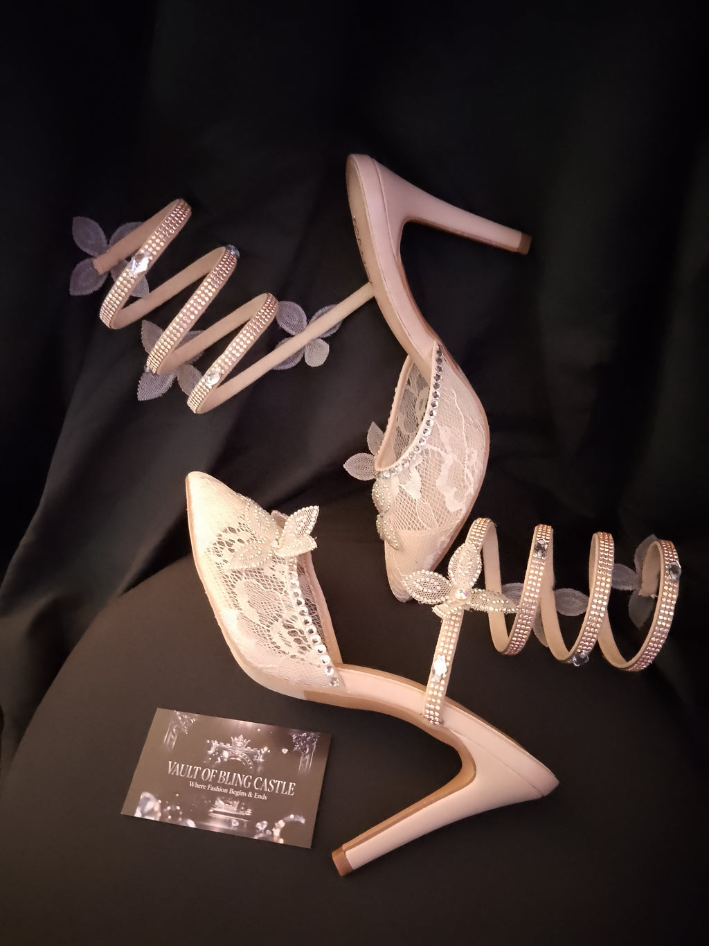 Harmony Flowers Women's Coil Strap Stiletto Heels
