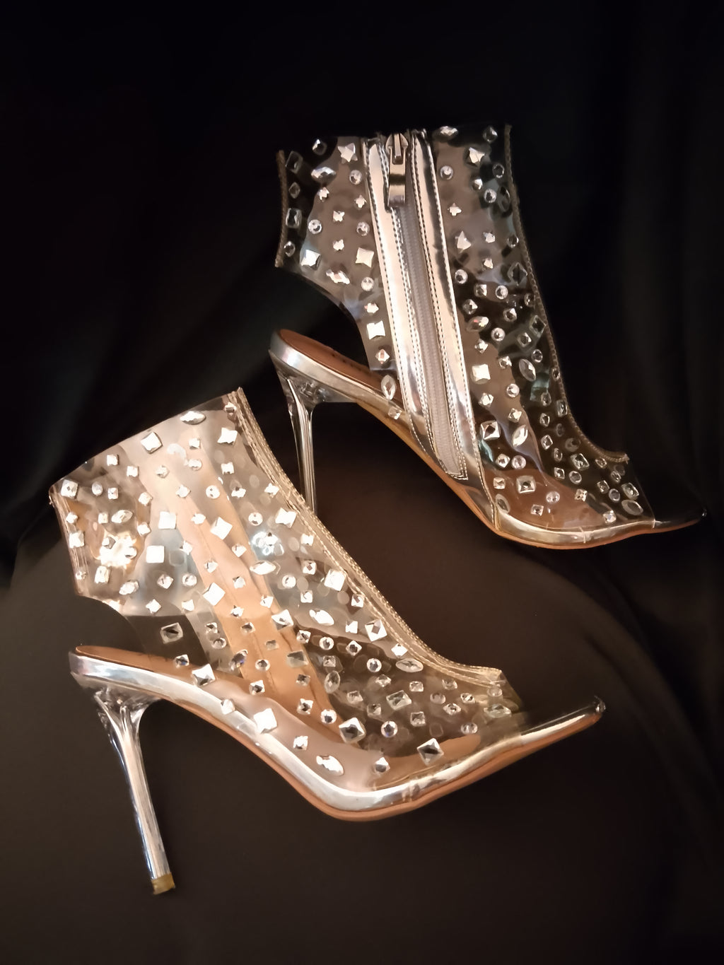 Pepper Scope Gems Women's Transparent Stiletto Heels 