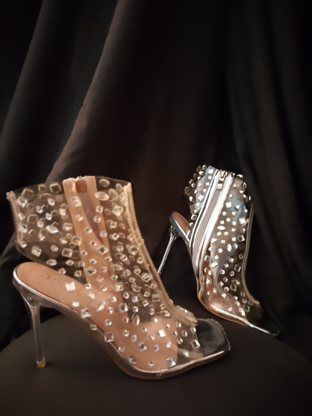 Pepper Scope Gems Women's Transparent Stiletto Heels 