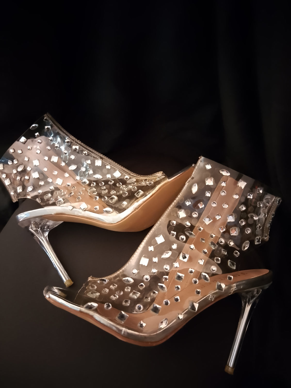 Pepper Scope Gems Women's Transparent Stiletto Heels 