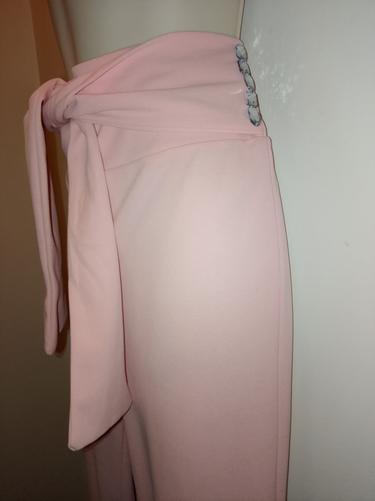 Blush Elegance Women's High-Waist Bow Slacks
