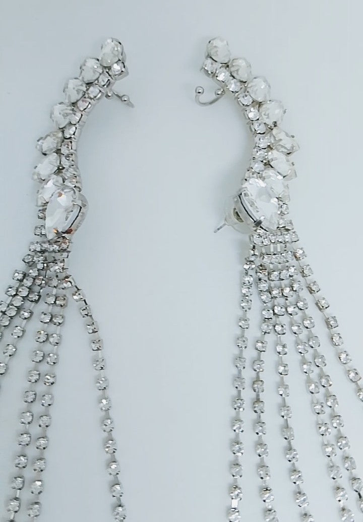 Glacial Ribbon Stream Liquid Drop Hook & Pierce Dangle Earrings