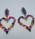 Enchanted Forbidden Fruit Multi-Color Heart Shape Drop Dangle Earrings