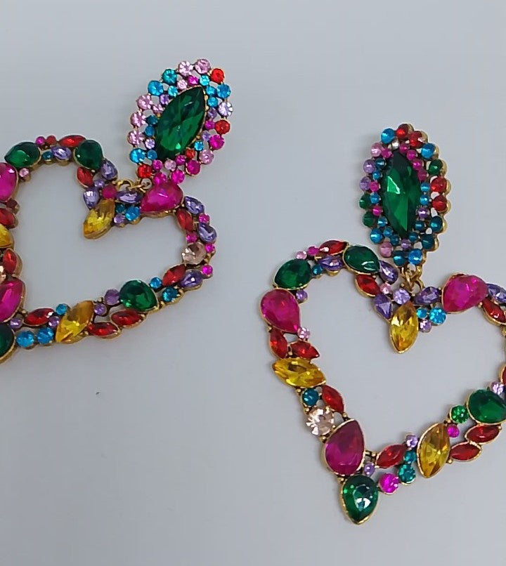 Enchanted Forbidden Fruit Multi-Color Heart Shape Drop Dangle Earrings