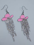 Pink Pony Hat Express Dangle Fringe Drop Earrings