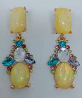 Opal Pearl & Topaz Blue Jazzy Skyline Dangle Drop Earrings