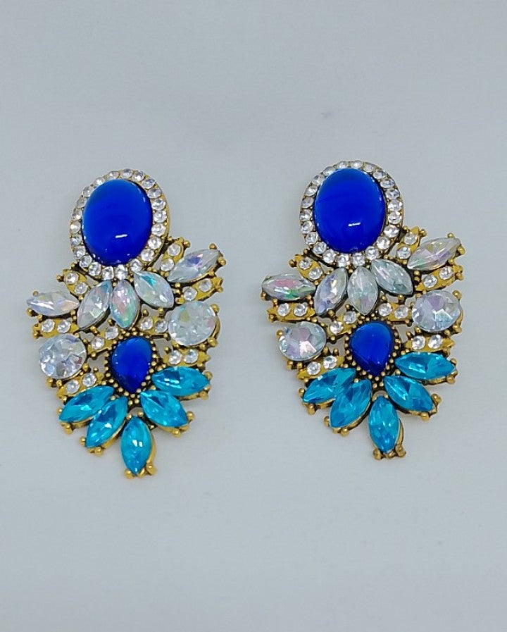 Mermaid Cove Royal Flowers Statement Earrings