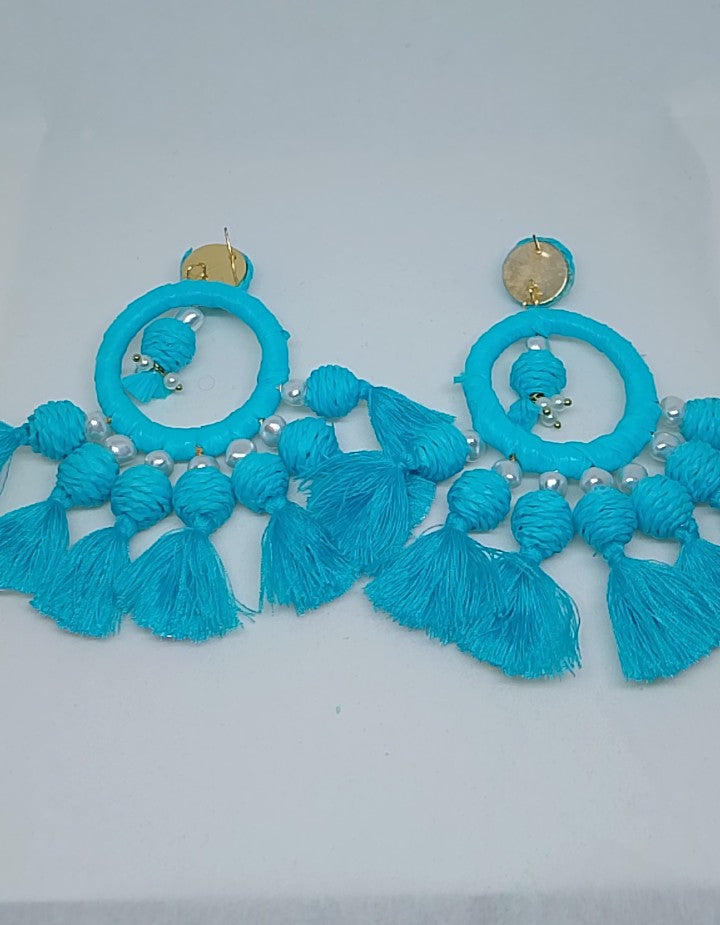Meridian Dynasty Turquoise Flared Swan Statement Dangle Earrings