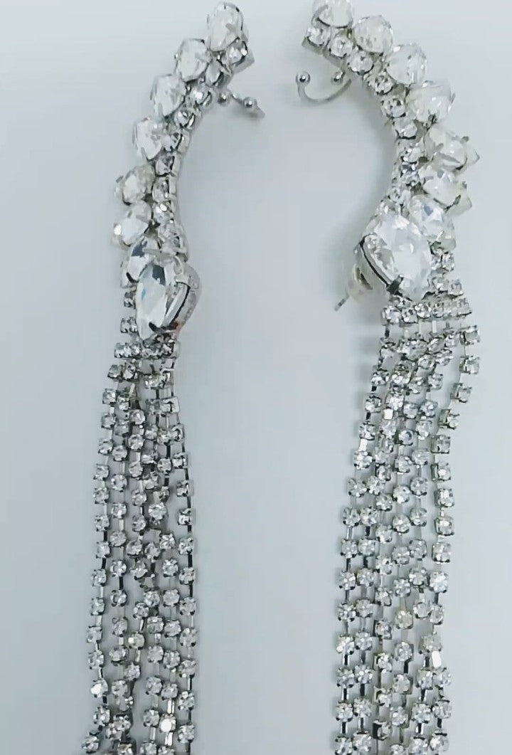 Glacial Ribbon Stream Liquid Drop Hook & Pierce Dangle Earrings