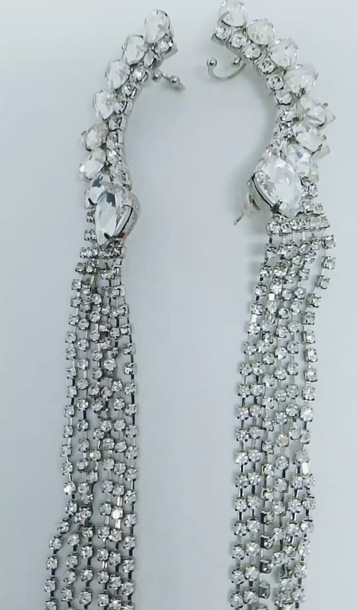 Glacial Ribbon Stream Liquid Drop Hook & Pierce Dangle Earrings