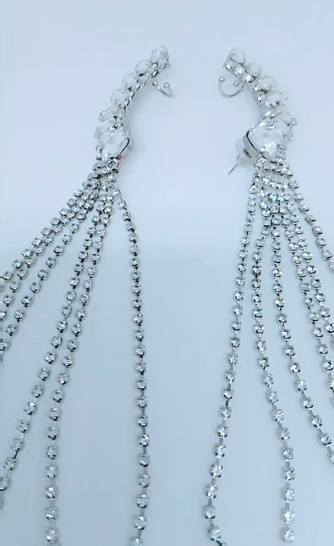 Glacial Ribbon Stream Liquid Drop Hook & Pierce Dangle Earrings
