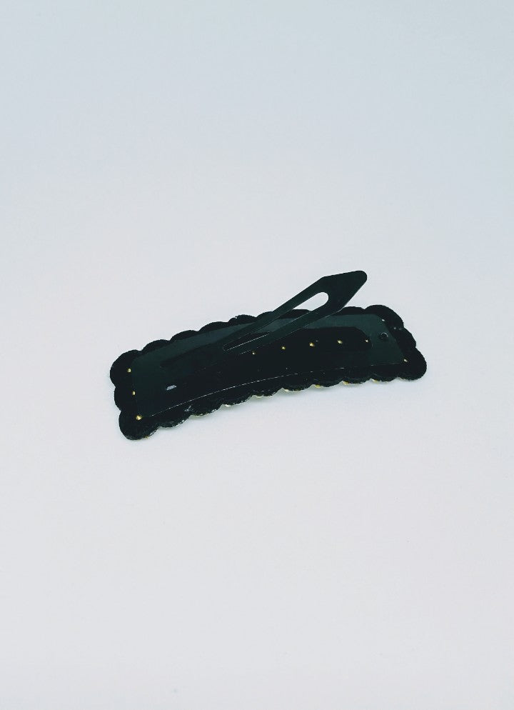 Scalloped Bed Of Jewels Silver Gem Hair Clip Barrette