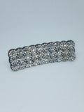 Scalloped Bed Of Jewels Silver Gem Hair Clip Barrette
