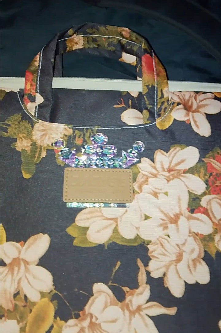 Bloom & Charm Floral Laptop Zip Up Shoulder Tote Bag