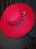 Dear Lovely Couture Black Band Wide Brim Red Hat