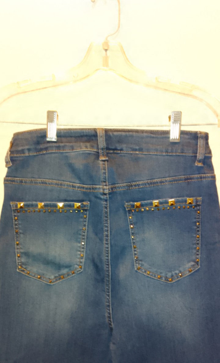 Blueprint Luxury Design Medium Dark Denim Boot Cut Wide Leg Women's Jeans