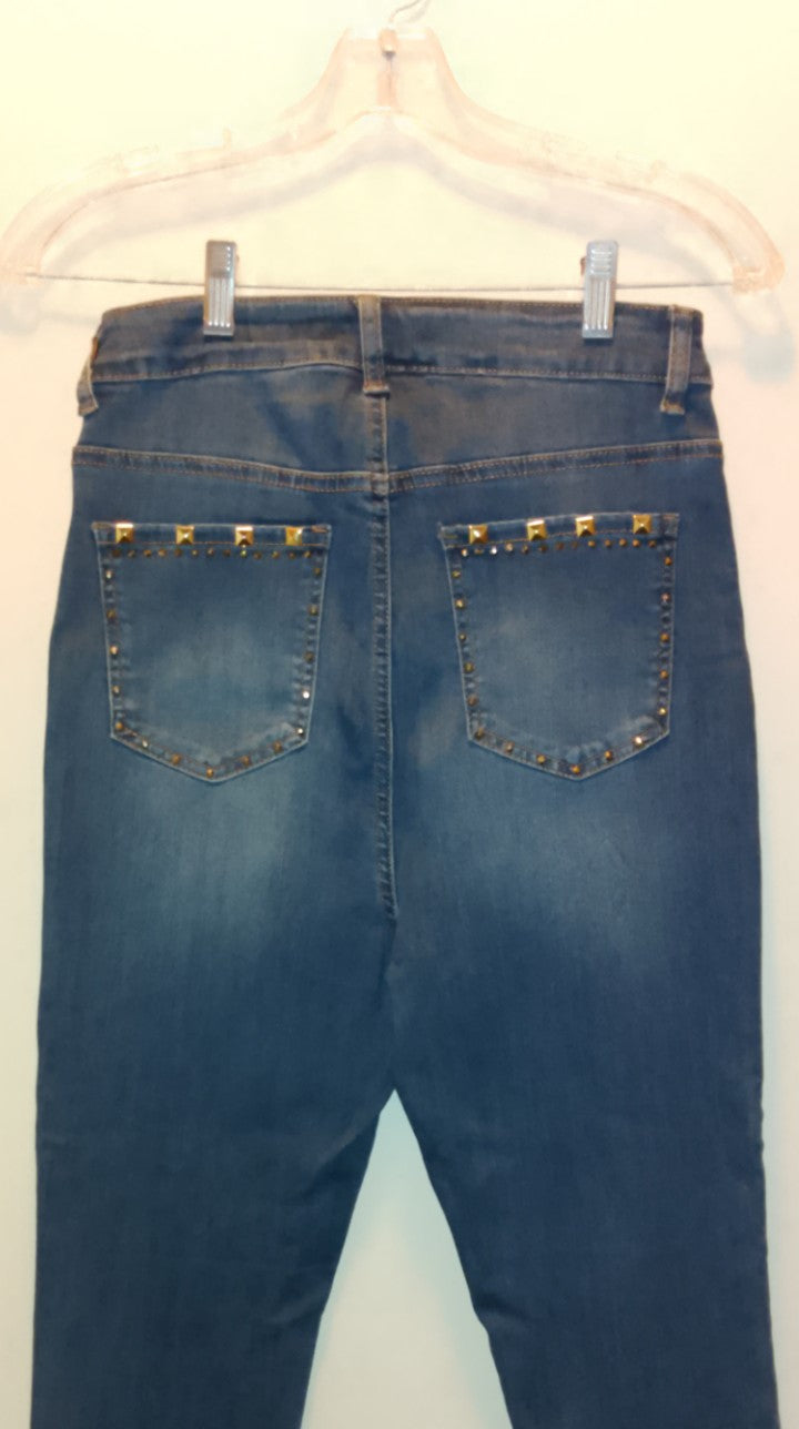 Blueprint Luxury Design Medium Dark Denim Boot Cut Wide Leg Women's Jeans