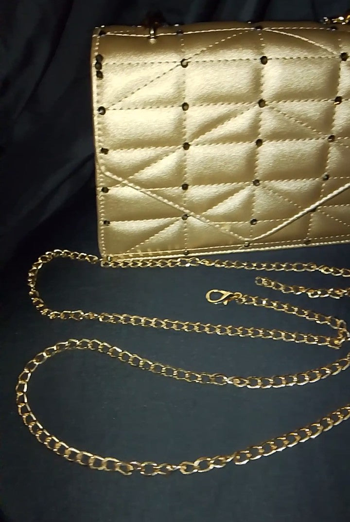 Ruby's Pearl Gold Cushion Quilt Handle Bag