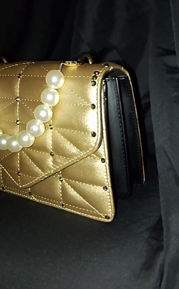 Ruby's Pearl Gold Cushion Quilt Handle Bag