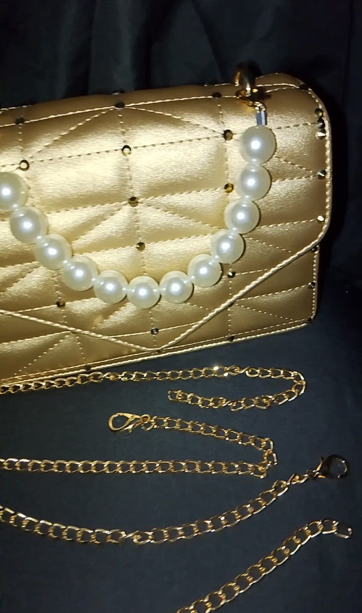 Ruby's Pearl Gold Cushion Quilt Handle Bag