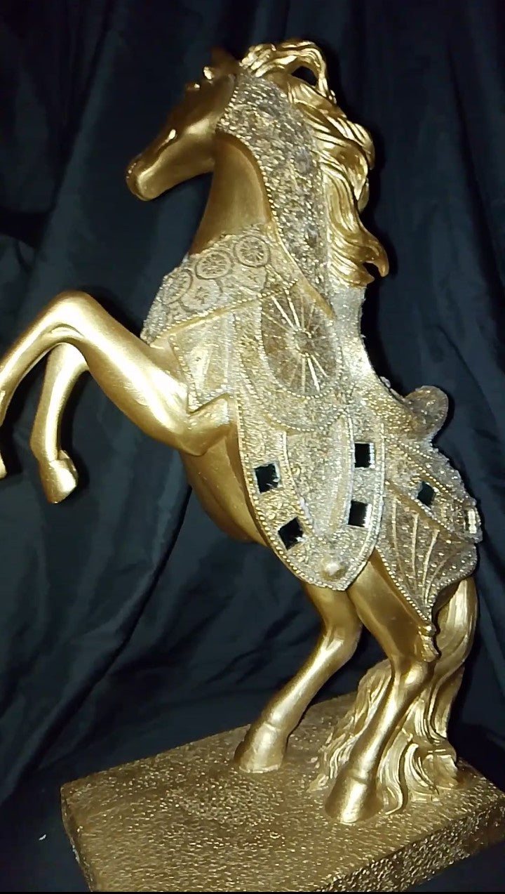 Unbridled Grace Golden Rearing Horse Sculpture