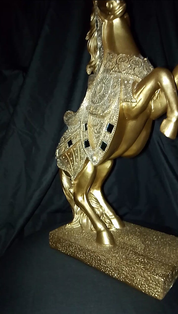 Unbridled Grace Golden Rearing Horse Sculpture