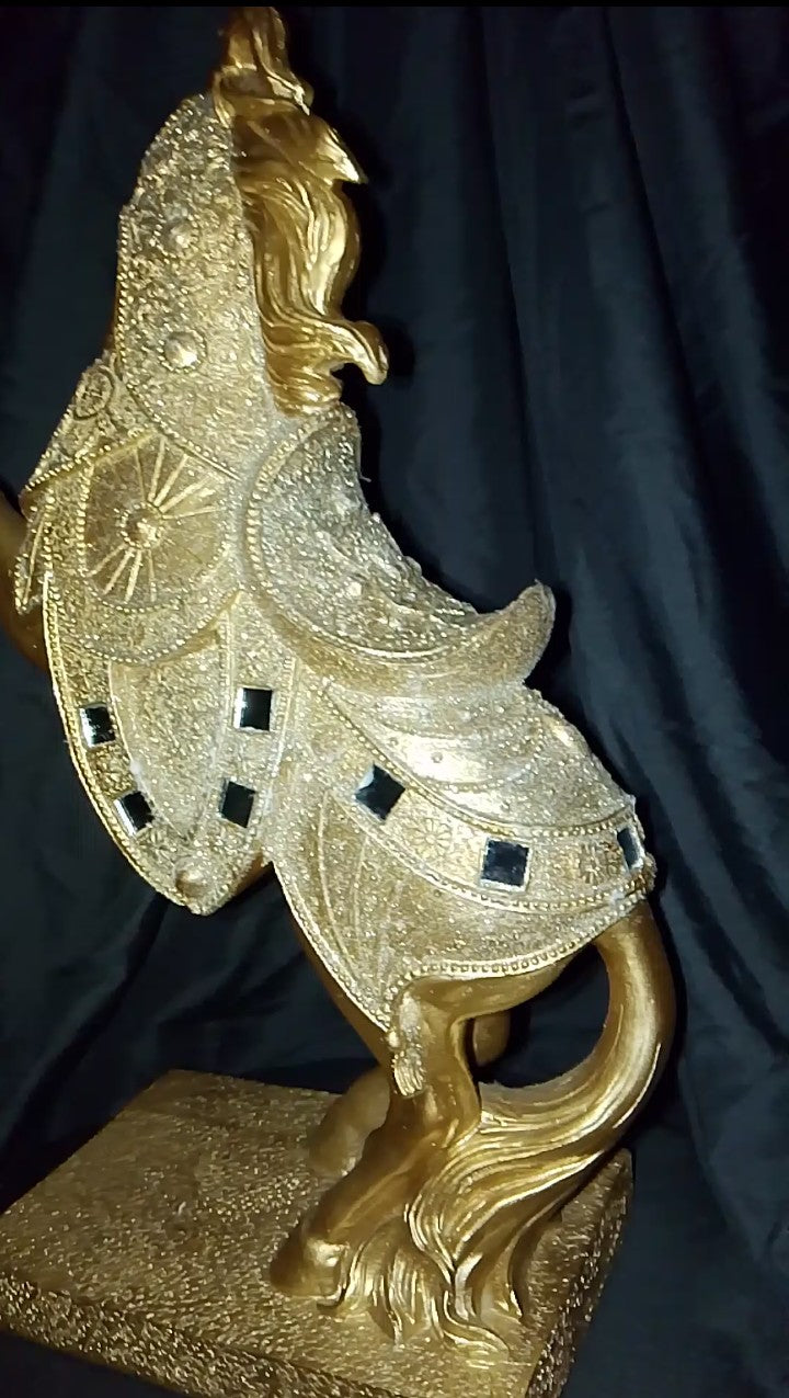Unbridled Grace Golden Rearing Horse Sculpture