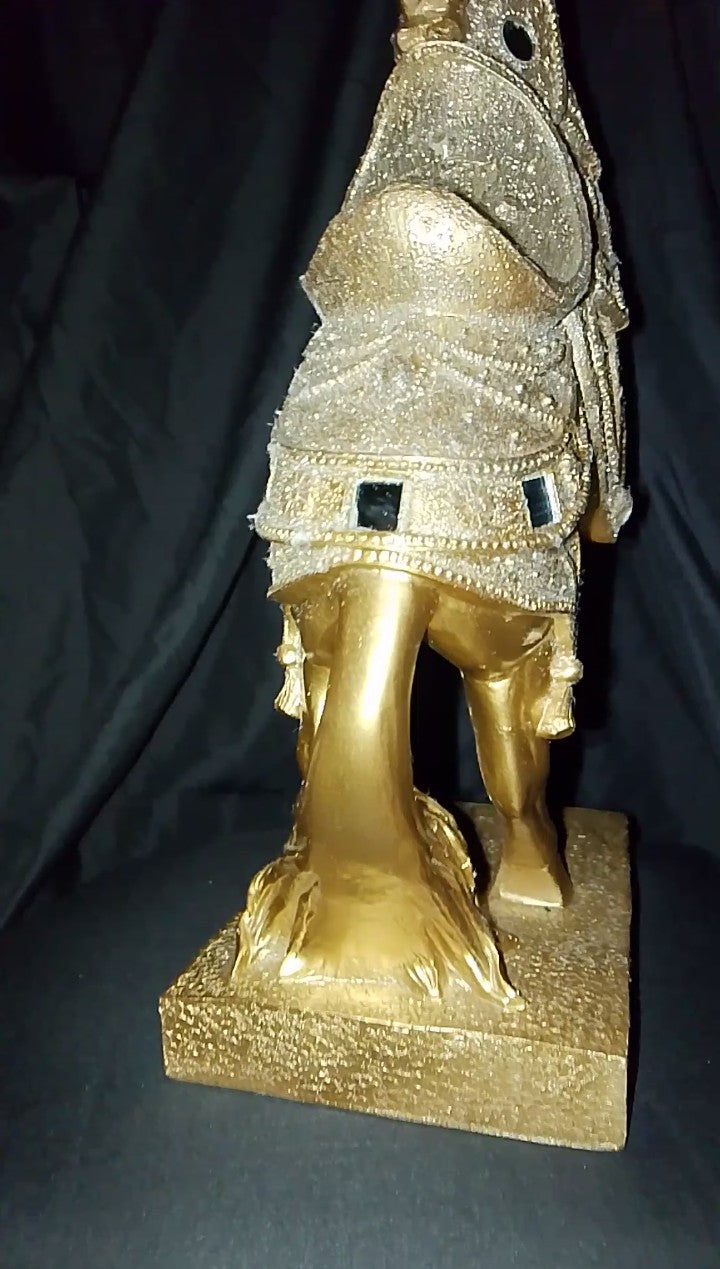 Unbridled Grace Golden Rearing Horse Sculpture
