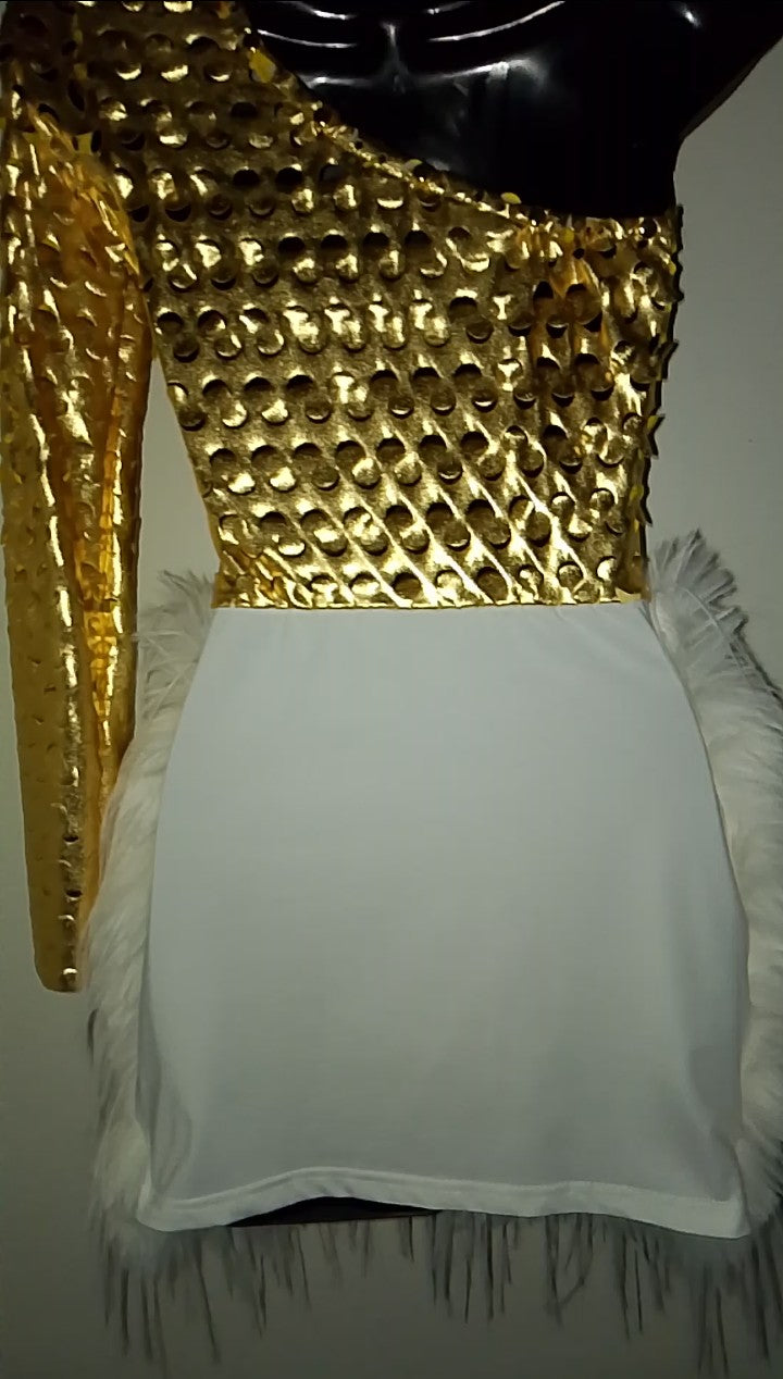 Vogue White Fluff Golden Gate Women's Dress