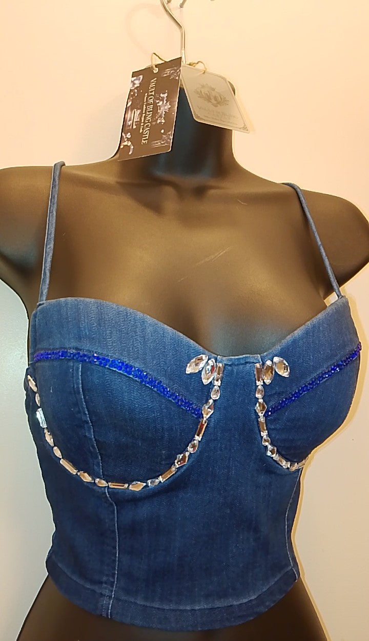 Blue Crushed Ice Women's Denim Camisole Top