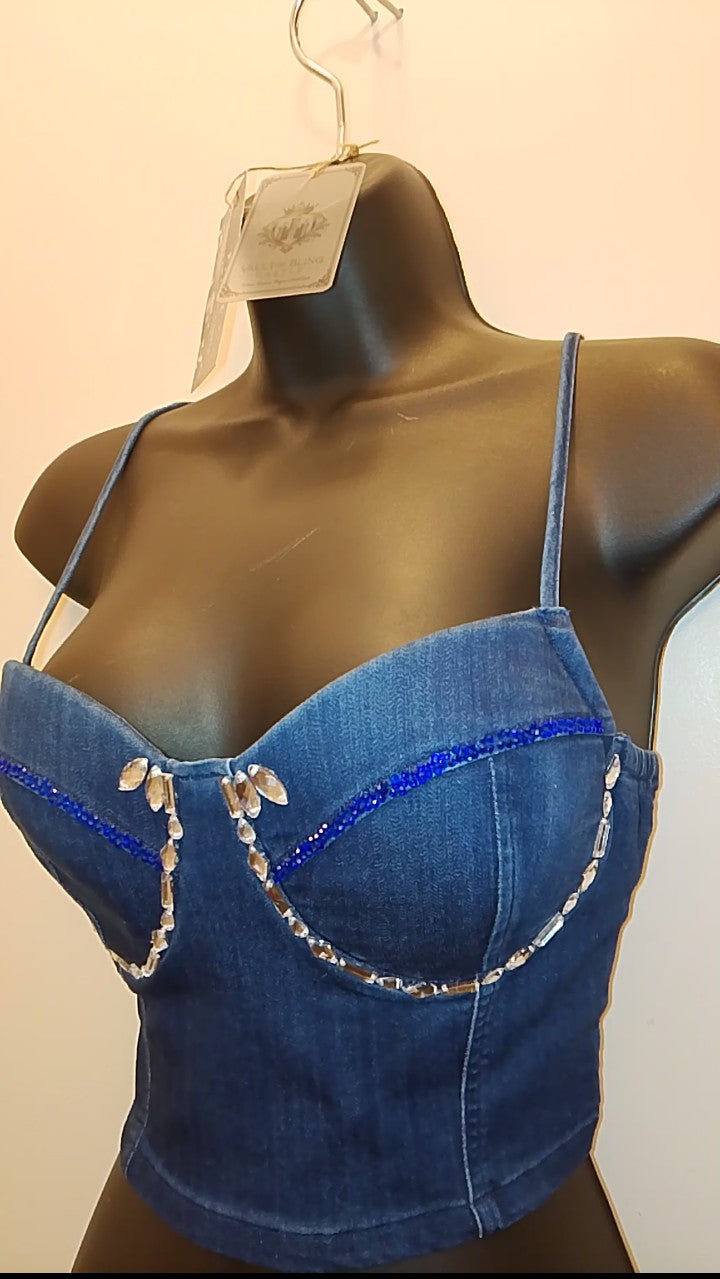 Blue Crushed Ice Women's Denim Camisole Top