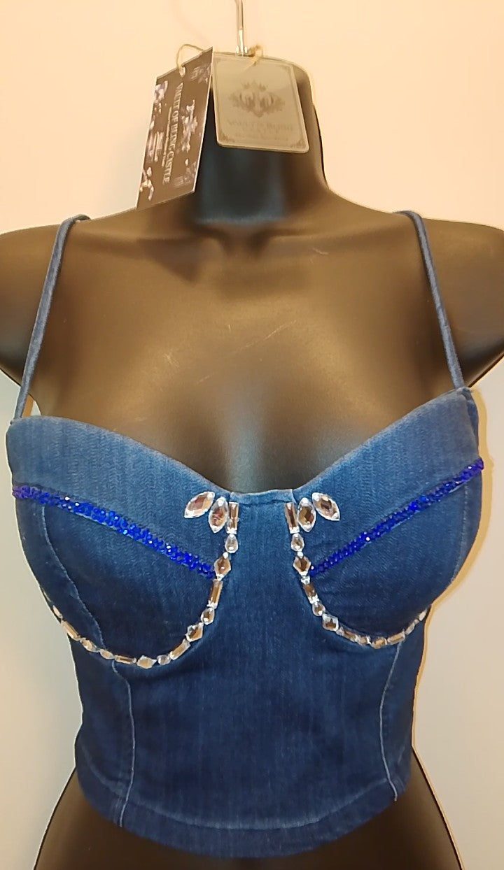 Blue Crushed Ice Women's Denim Camisole Top