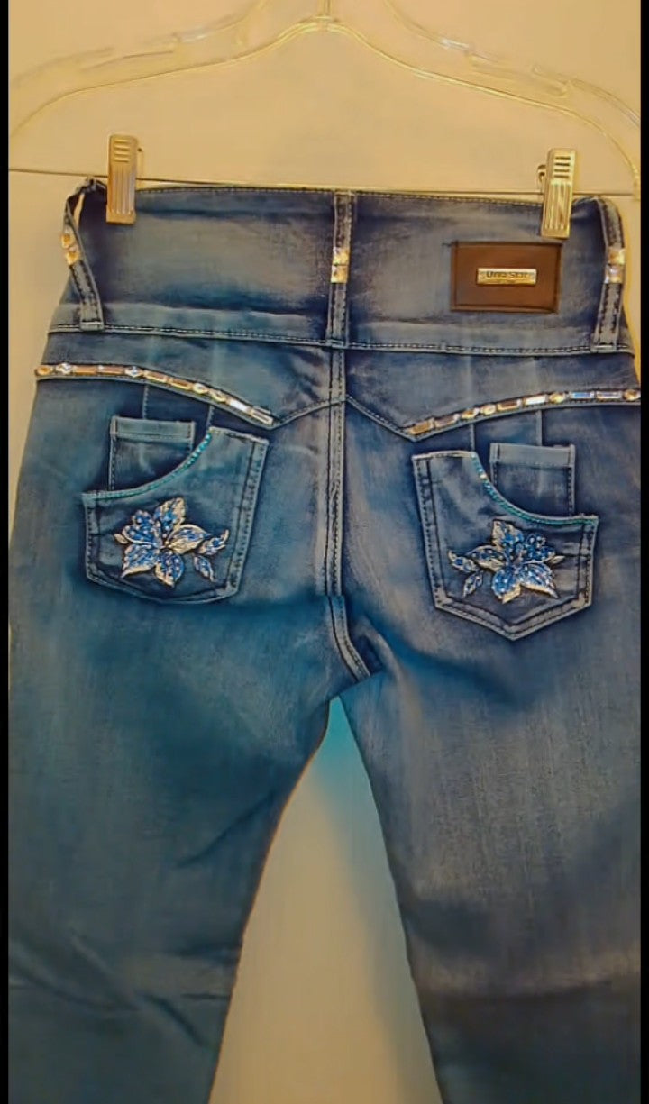 Blue Print Of The Art  Women's Aqua Blue Denim Jeans