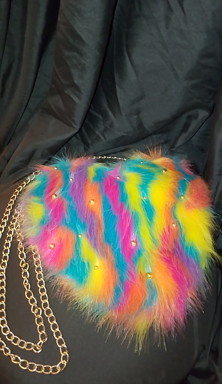 Lollypop Swirl Heart Shaped Cutch Purse 
