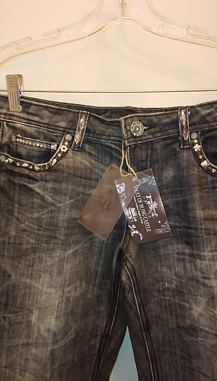 Azure Women's Black & White Denim Wash Jeans 