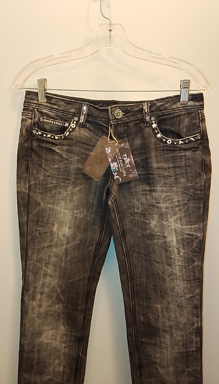 Azure Women's Black & White Denim Wash Jeans 