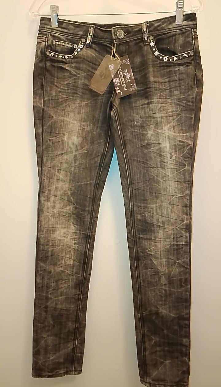 Azure Women's Black & White Denim Wash Jeans 