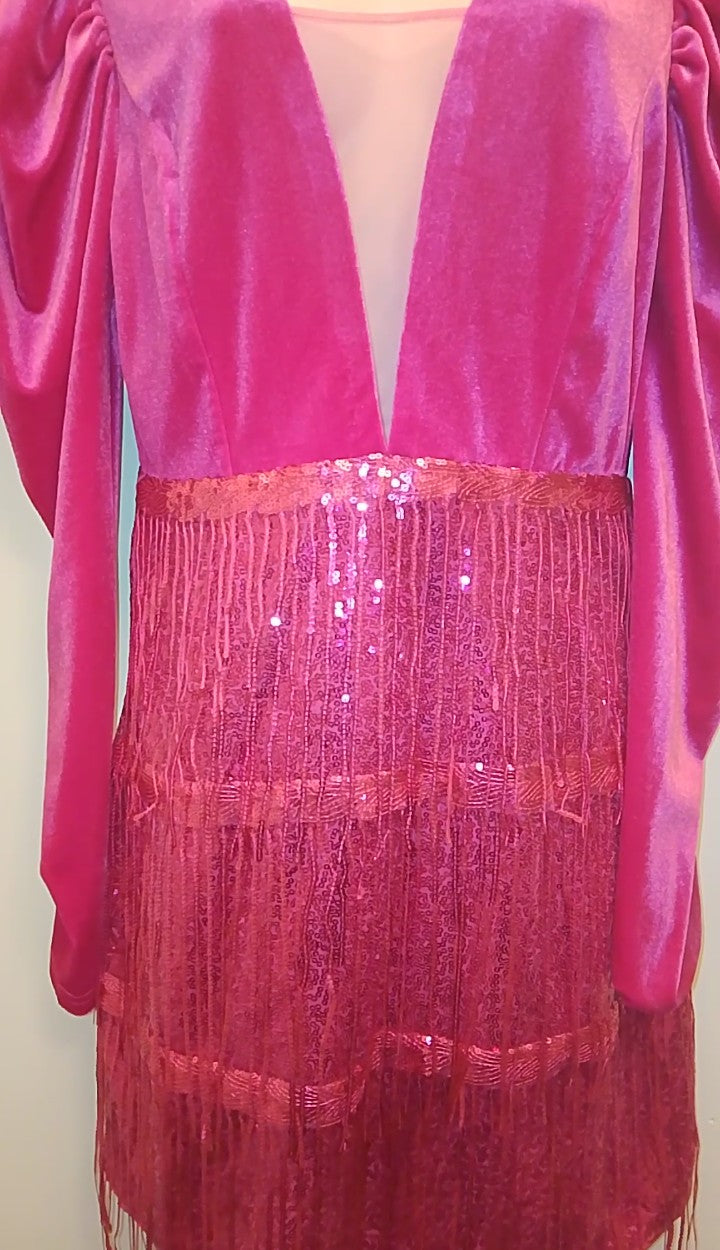 Shimmy Goals Fringe Women's Velvet Cocktail Dress