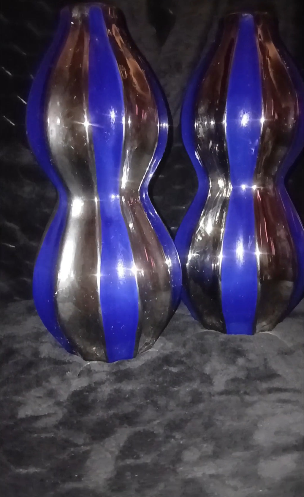 Pinnacle Vortex Platinum & Royal Blue Vase Set