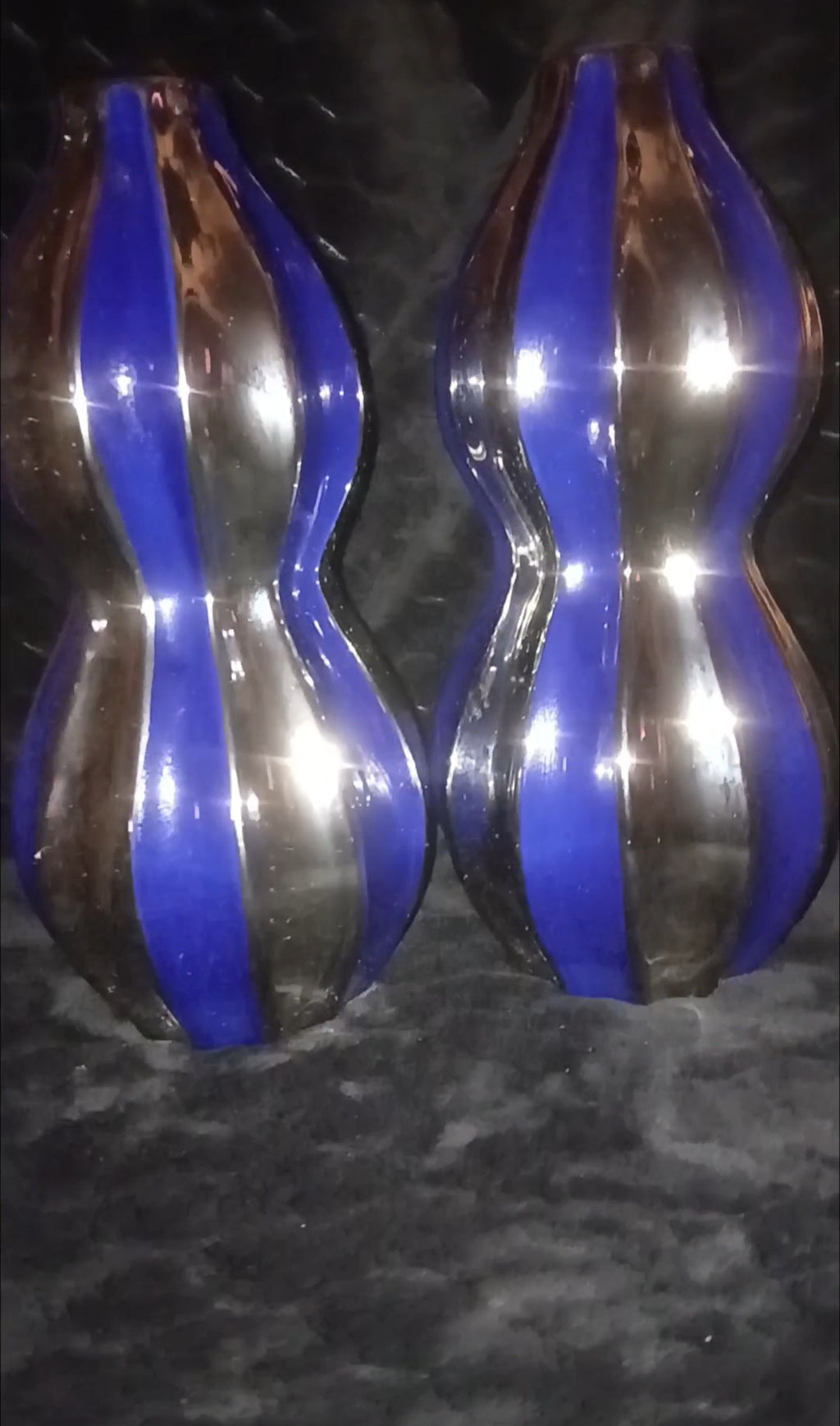 Pinnacle Vortex Platinum & Royal Blue Vase Set