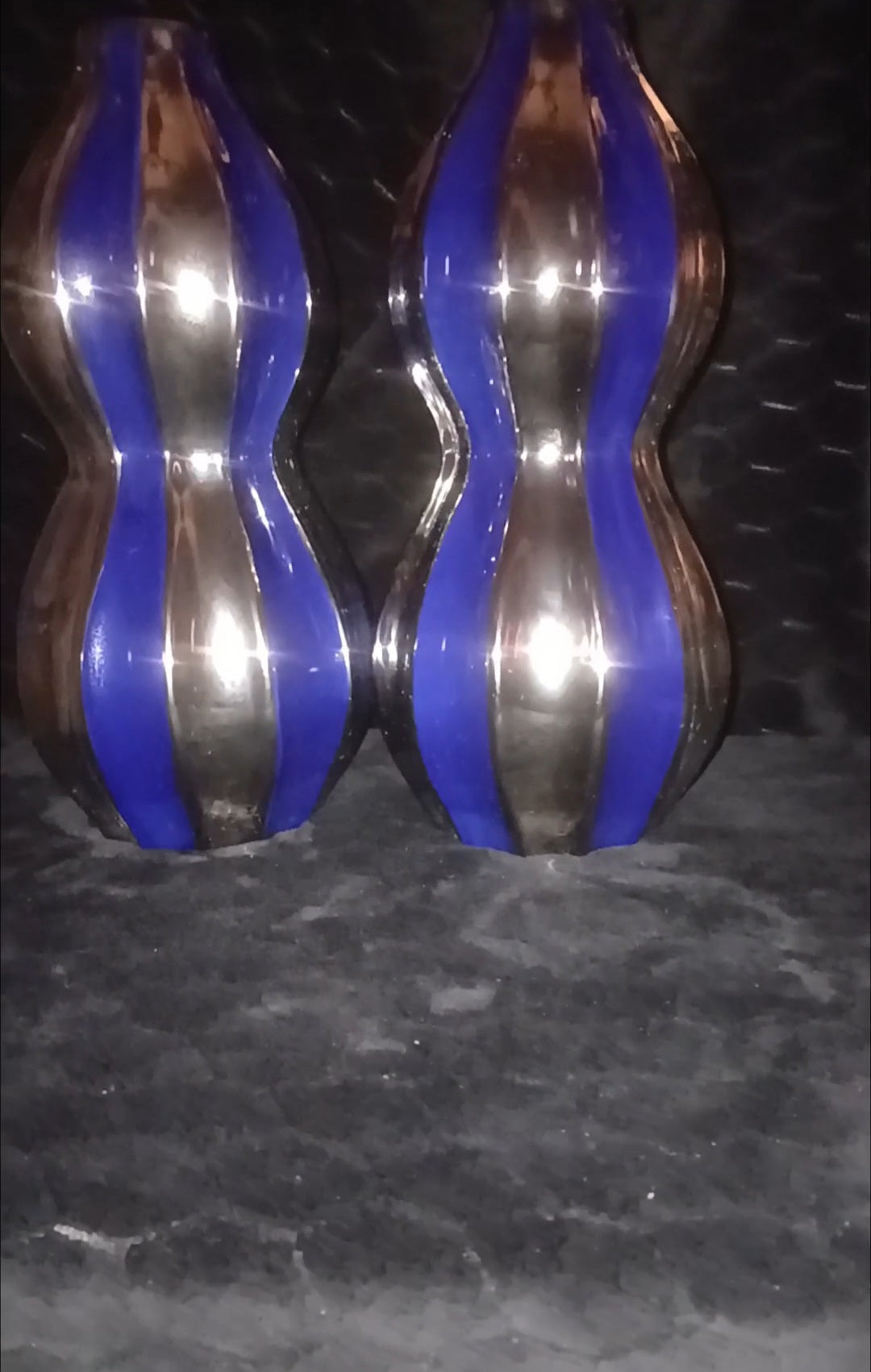 Pinnacle Vortex Platinum & Royal Blue Vase Set