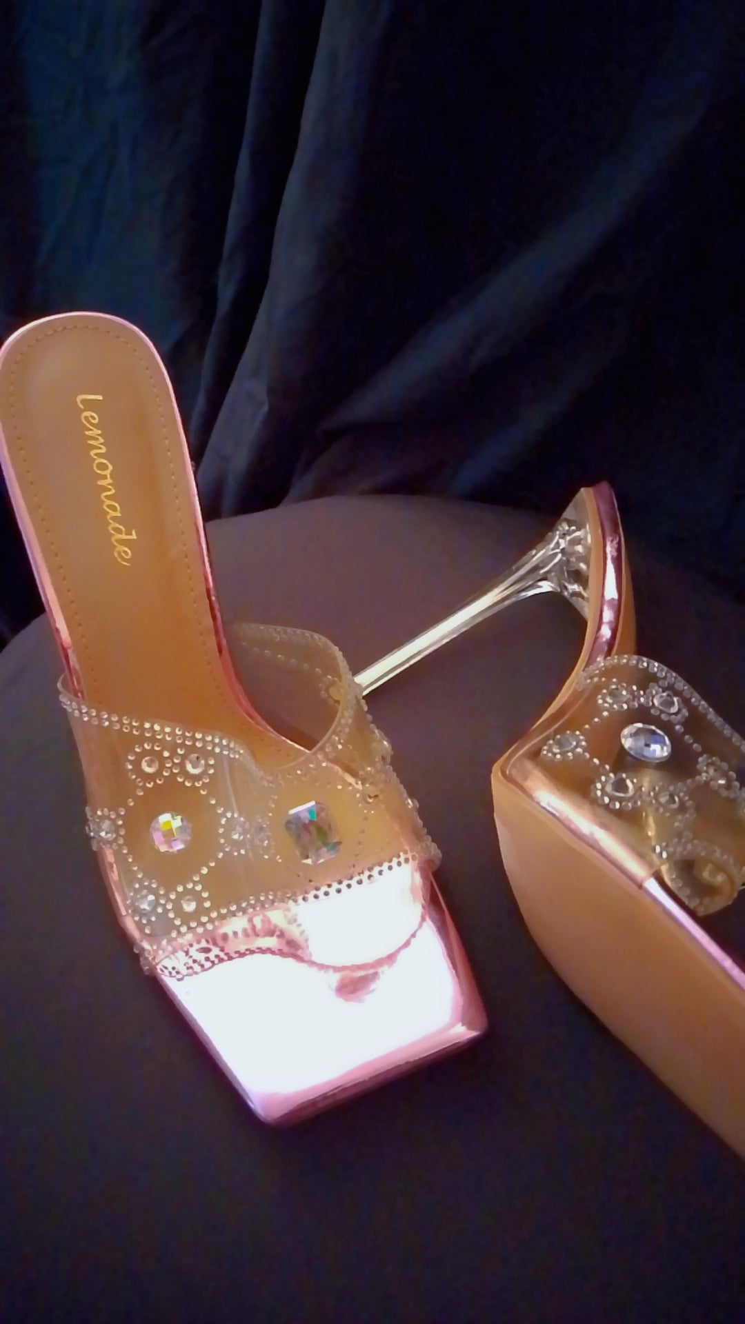 Cinderella's Slipper Pink Metallic Stiletto Heel Pumps